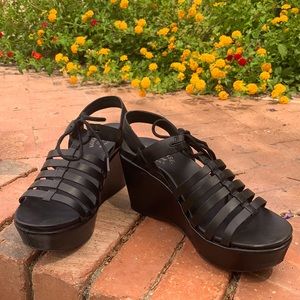 Kirk-Ease Adel leather platform wedge sandals. Sz7